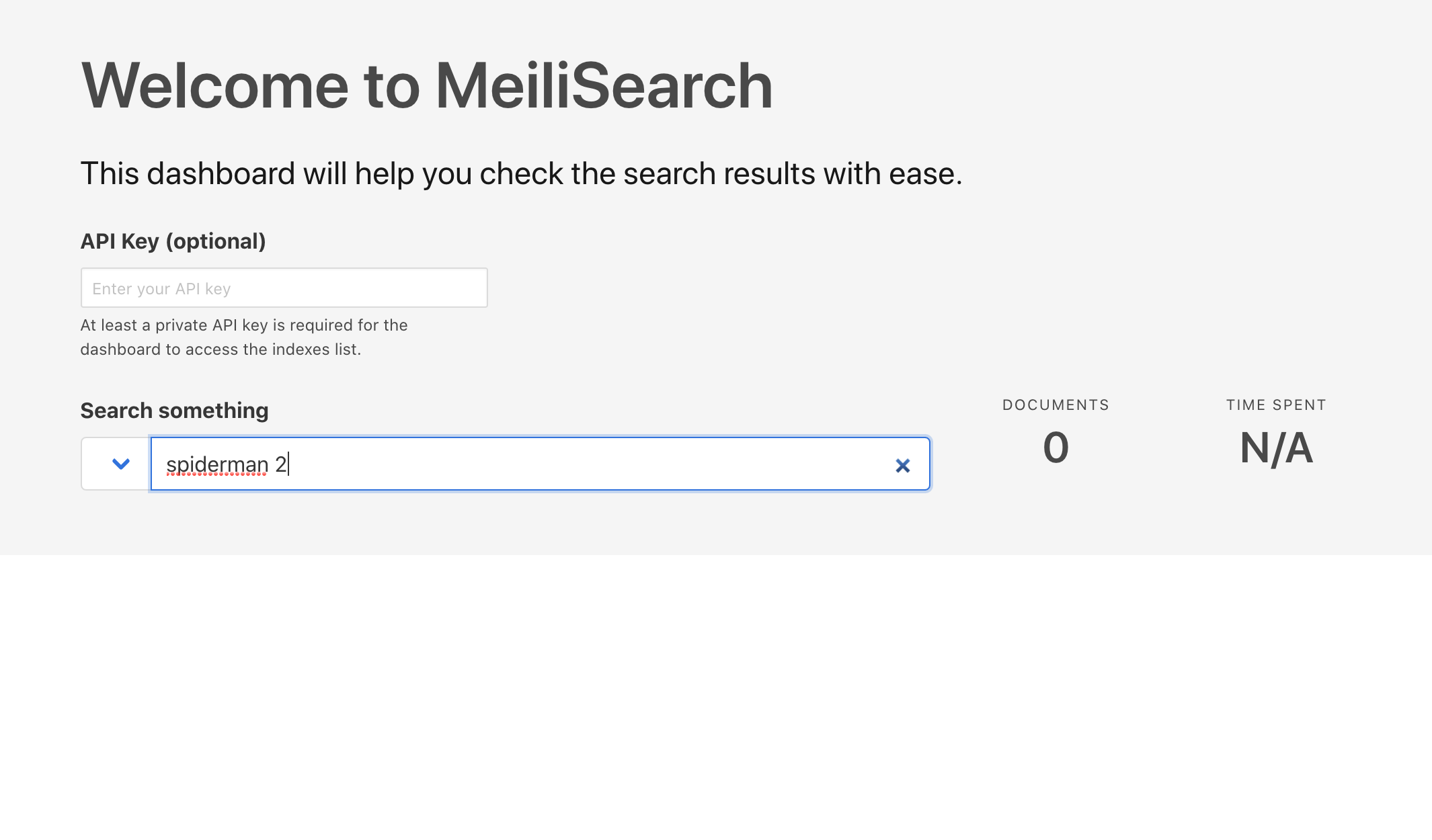 MeiliSearch for the search index has not been loaded yet